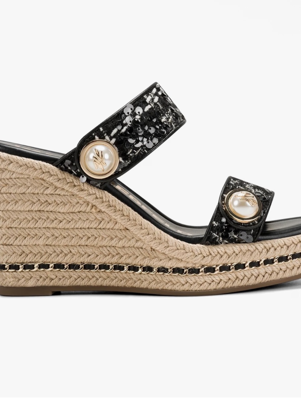 New KARL LAGERFELD Women's Carsen Double Band Espadrille Wedge Sandal Heels 7.5